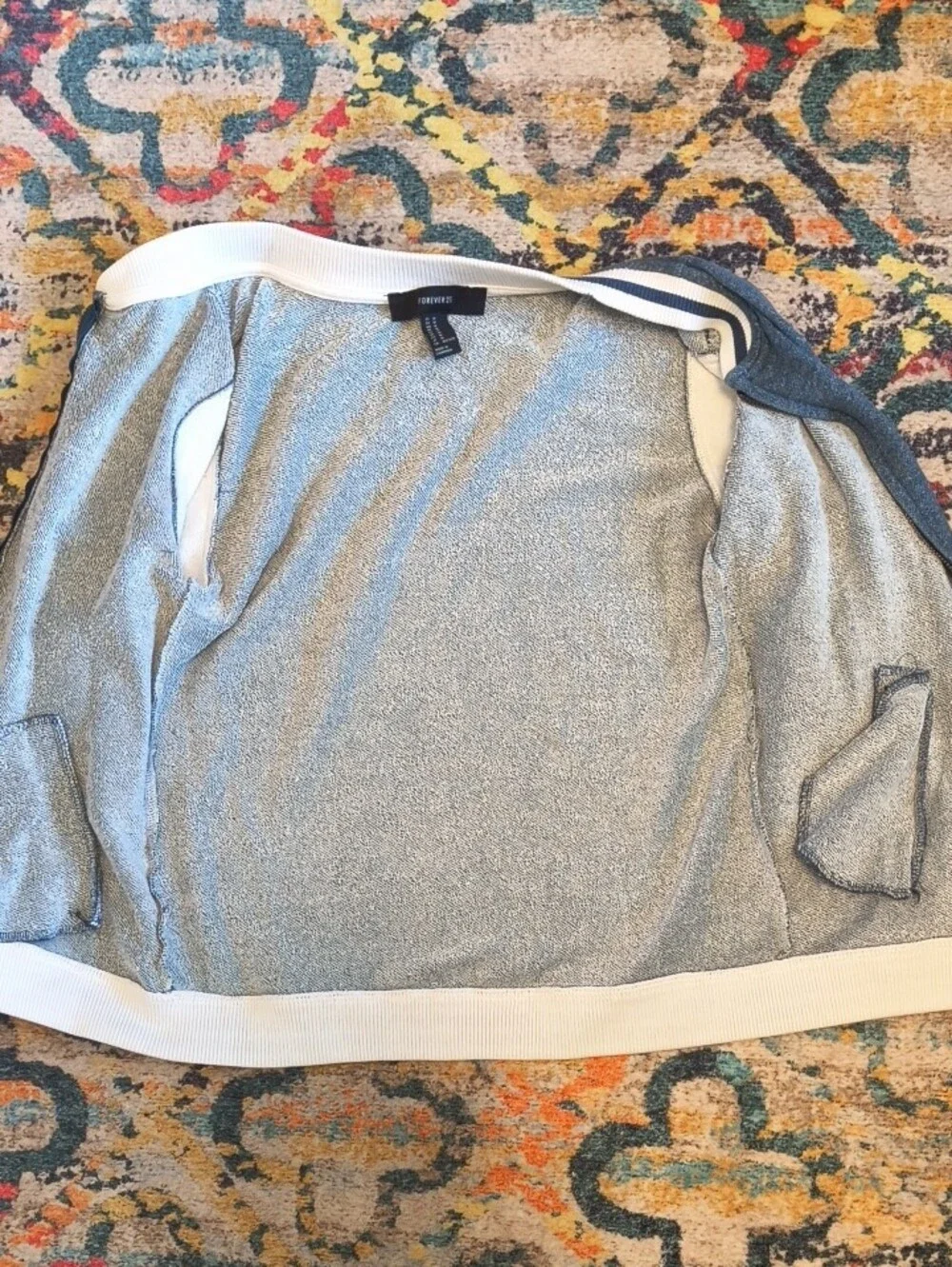 Forever 21 Kids Blue and White Bomber Jacket
